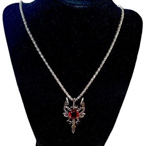 women’s and mens goth punk dragon sword necklace